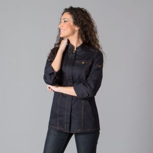 Chaqueta de cocina para mujer en negro Valera