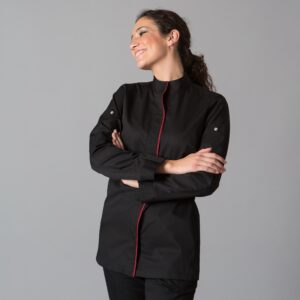 Chaqueta de cocina para mujer MEDINA 9487 (negro, blanco)