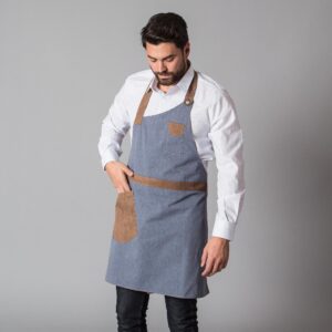 Delantal cocina con peto combinado de antelina