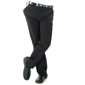 Pantalón negro camarero sin pinzas de microfibra