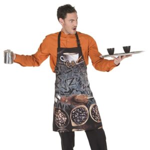 Delantal con peto hosteleria diseño granos de café