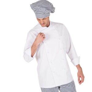 CHAQUETA COCINA UNISEX NAPOLES ANTIMANCHAS TEFLON BLANCA