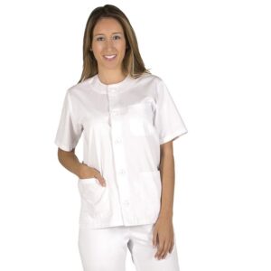 BLUSA SANITARIO UNISEX ABOTONADO BLANCA