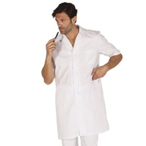 Bata enfermero hombre SARGA manga corta blanca