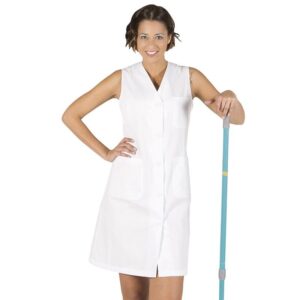 BATA MUJER C/PICO S/MANGA SARGA BLANCA