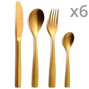 SET Cuberteria de oro 24 PIEZAS BCN acero 18/0