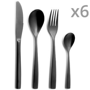 Cuberteria 24 Pz BCN color negro de acero inox 18/0