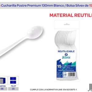 Cuchara postre reutilizable PREMIUM bolsa de 15 unidades