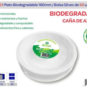 PLATO BIODEGRADABLE 18 CM CAÑA DE AZUCAR