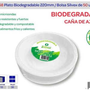 PLATO BIODEGRADABLE 22 CM CAÑA DE AZUCAR