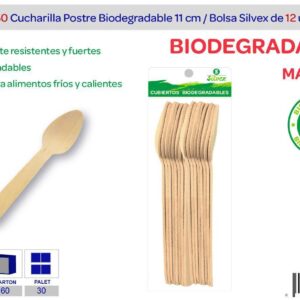 Cuchara postre biodegradable MADERA Caja de 720 unidades
