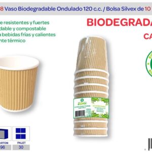 Vaso café biodegradable kraft premium ondulado Caja de 960 unidades