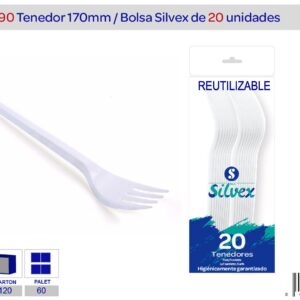 Tenedor mesa reutilizable bolsa 20 unidades