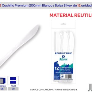 Cuchillo mesa reutilizable PREMIUM bolsa de 12 unidades