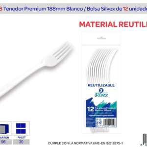 Tenedor mesa reutilizable PREMIUM bolsa de 12 unidades
