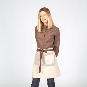 Delantal sin peto beige combi espiga antimanchas 50x68