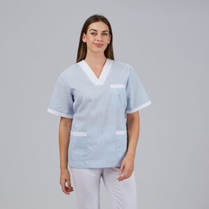 Blusa unisex pico Vichy combinada