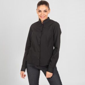 Blusa mujer camarera económica cuello mao manga larga