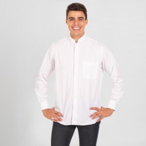 Camisa hombre camarero económica cuello mao manga larga