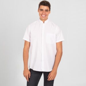 Camisa hombre camarero económica cuello mao manga corta