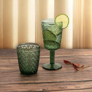 Juego 24 vasos relieve 30cl vidrio verde Ágata Verde Bidasoa