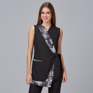 Blusa mujer negro cuello smoking Ficus