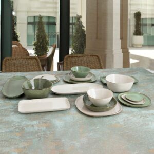 6 Platos Vajilla de relieve orgánico Ikonic Beige de BIDASOA