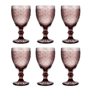 Juego 6 copas relieve 35cl vidrio rosa Rose Moon Bidasoa