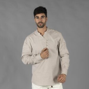 Camisa de hombre chambray cuello mao Nias