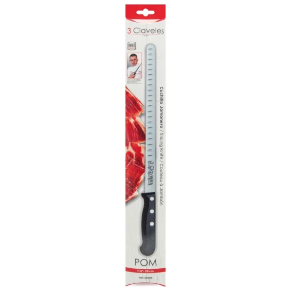 Cuchillo Jamonero Alveolado punta roma POM - Mefer Cooking
