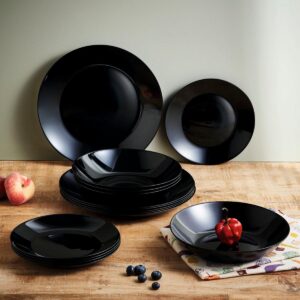 Vajilla 18 piezas vidrio opal Zelie Negro de luminarc