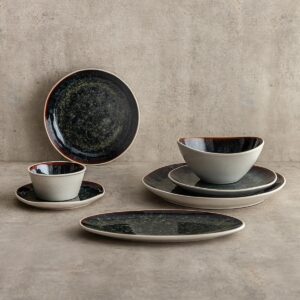 Juego 6 Platos porcelana marrón blanco Elite Bidasoa