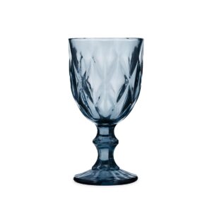 Set 6 copas 34cl vidrio relieve azul Maia Quid