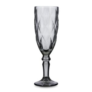 Set 6 copas champán 16,5cl vidrio relieve gris Maia Quid