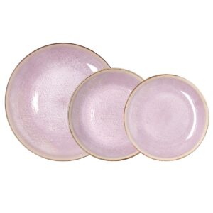 Vajilla 12 piezas porcelana rosa Lanai Bidasoa