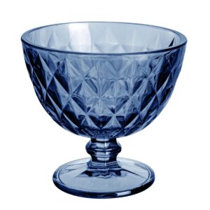 Set 6 copas helado 30cl vidrio relieve azul Maia Quid